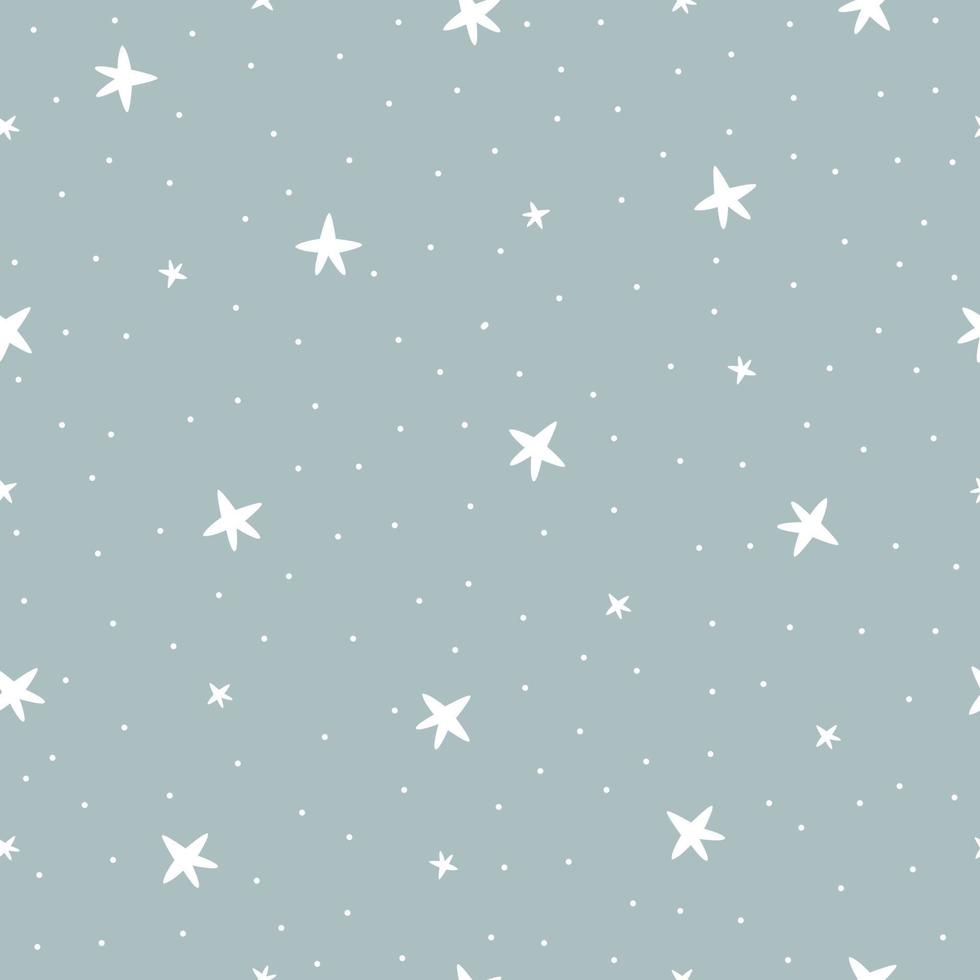 Seamless pattern Star silhouette With a small dot on the blue background Design used for Publications, poster, gift wrap, clothing, textiles, vector illustration