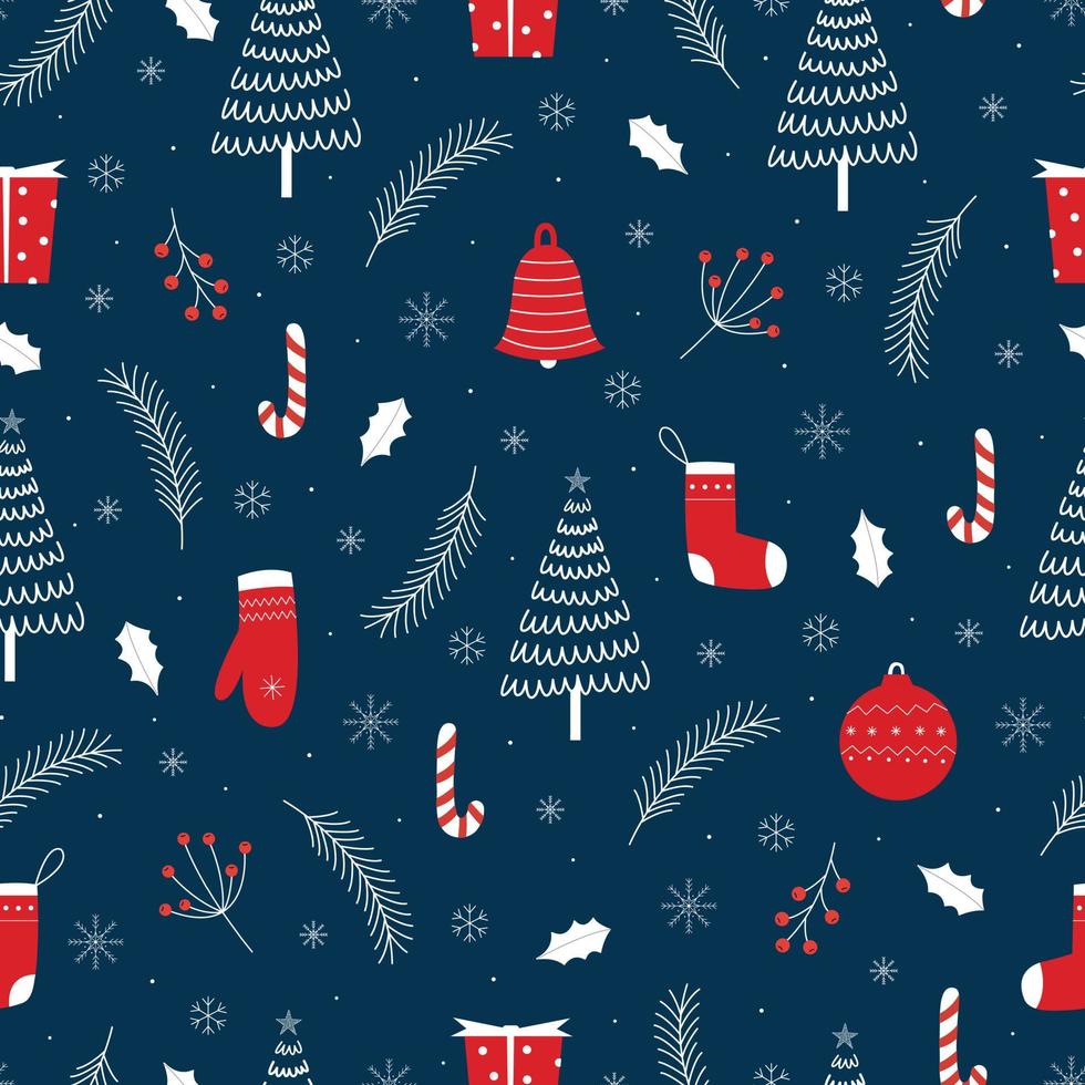 Seamless pattern Christmas background with gifts and Christmas tree ...