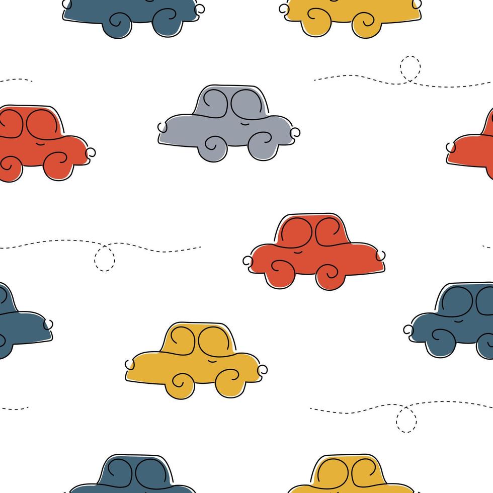 Vehicle seamless pattern hand has drawn Abstract background of colorful vintage automobile line Design used for fabric, fashion, textile, graphic, publication, vector illustration