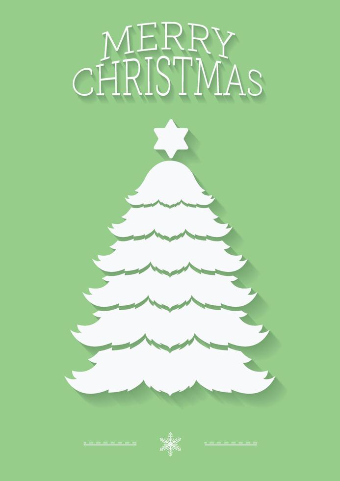 Merry Christmas tree with Minimal style Christmas greeting card. vector