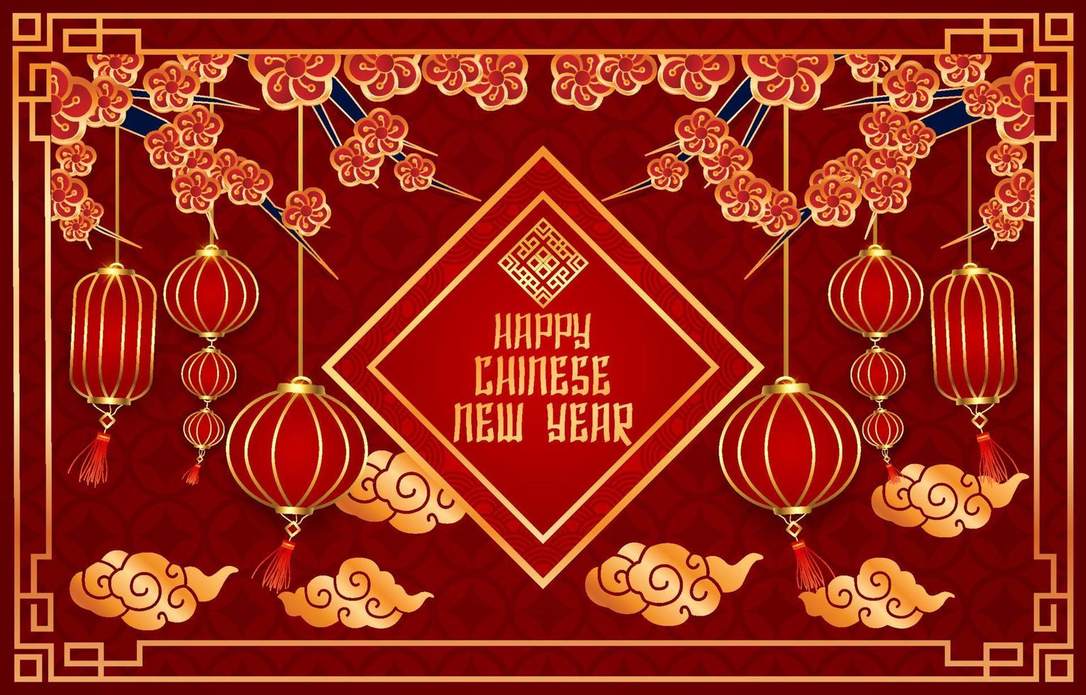 fondo de linterna de año nuevo chino vector