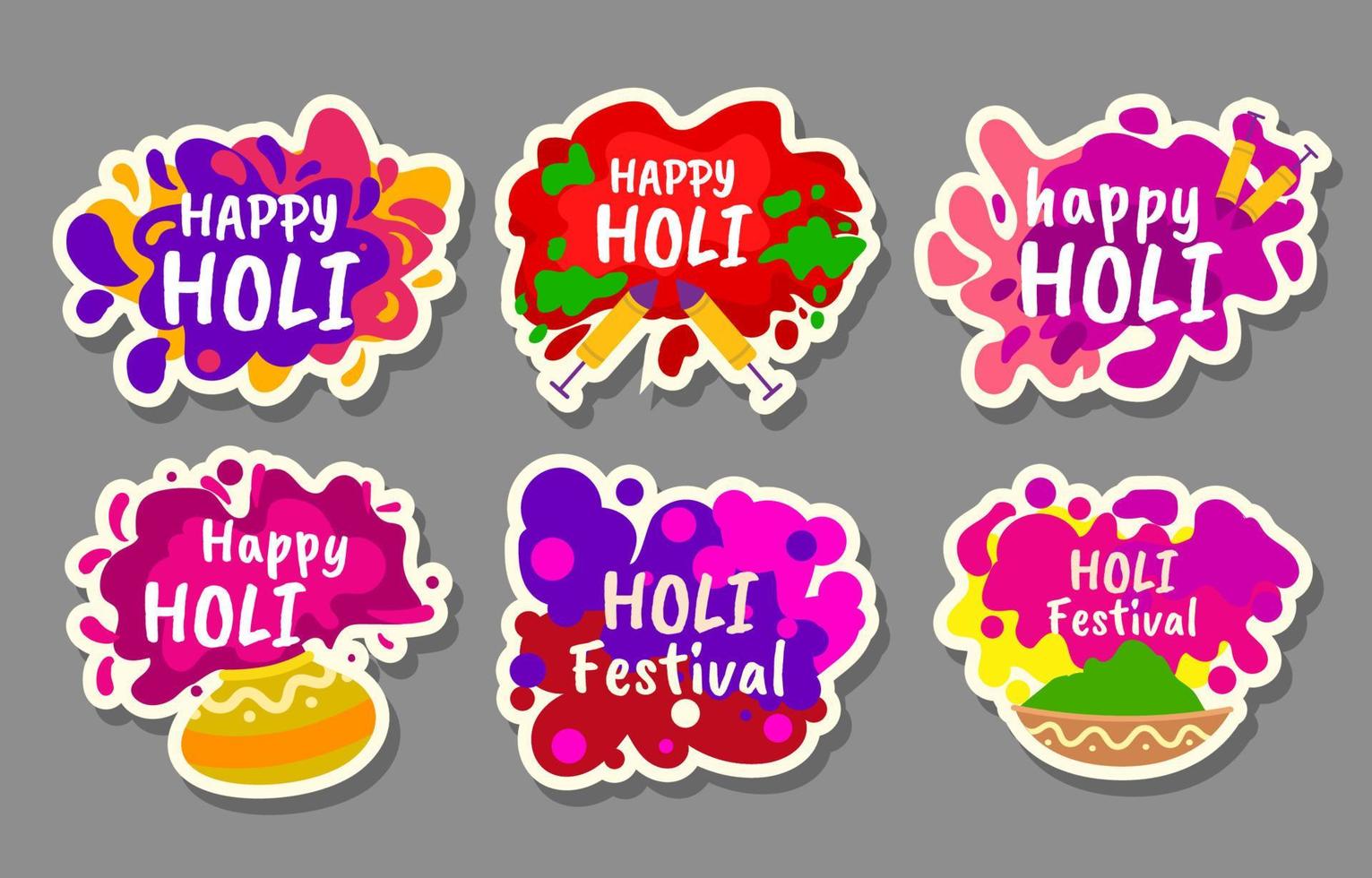 etiqueta engomada del festival de holi feliz vector