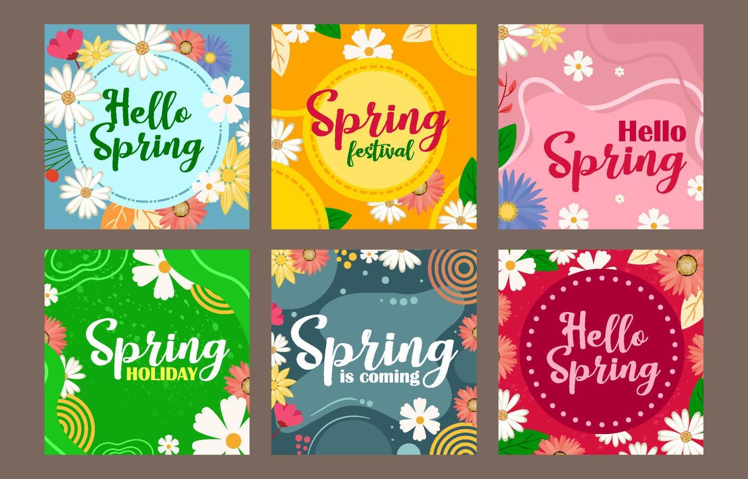 Spring Floral Social Media Template vector