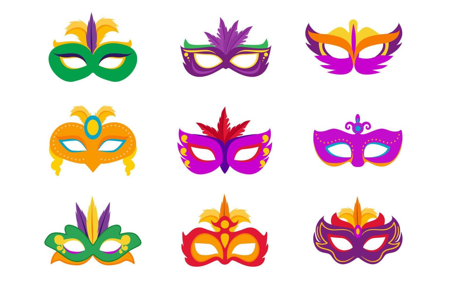 Mardi Gras Mask Icon Set vector