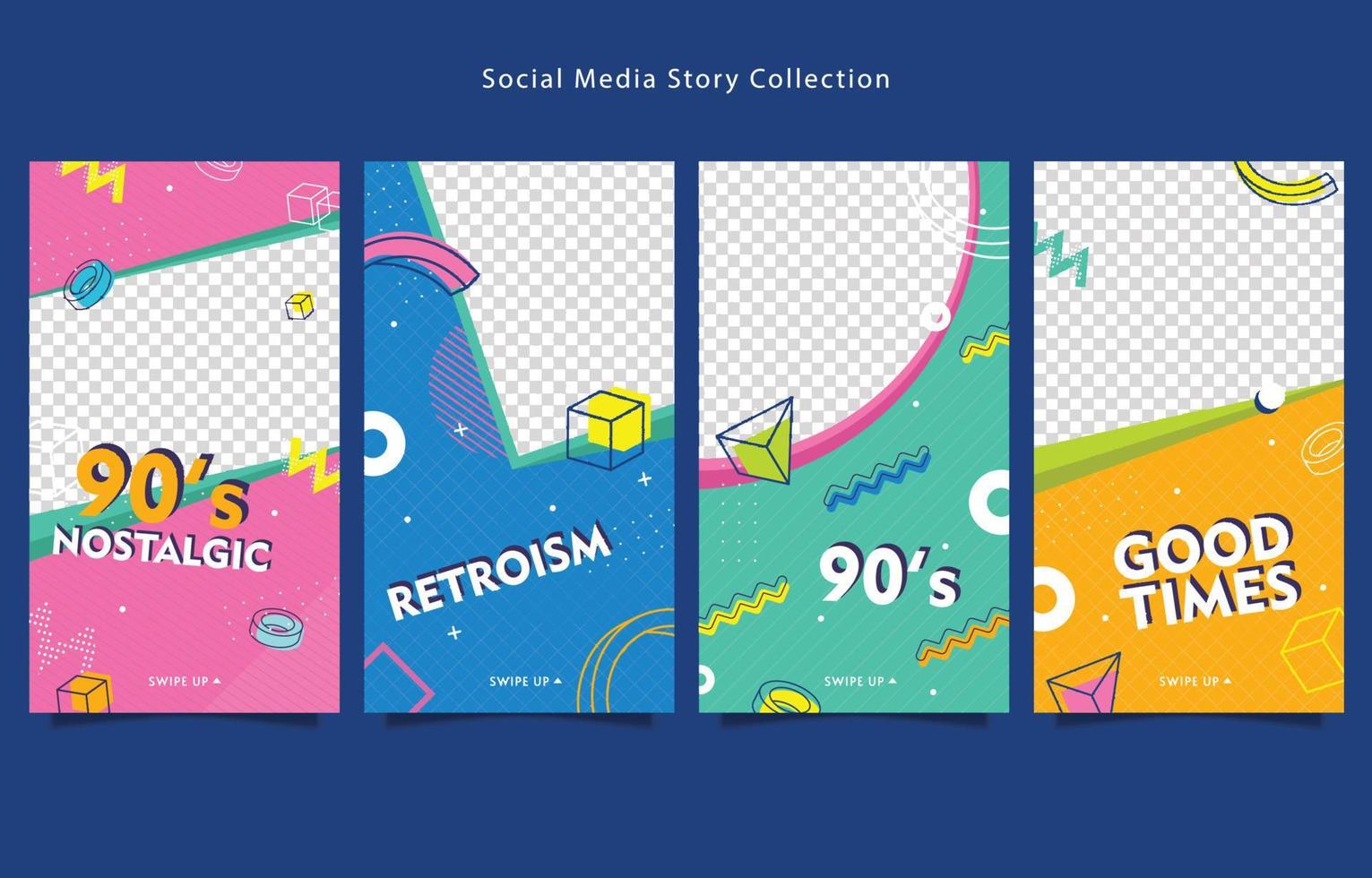Social Media Story Template 90's Style vector