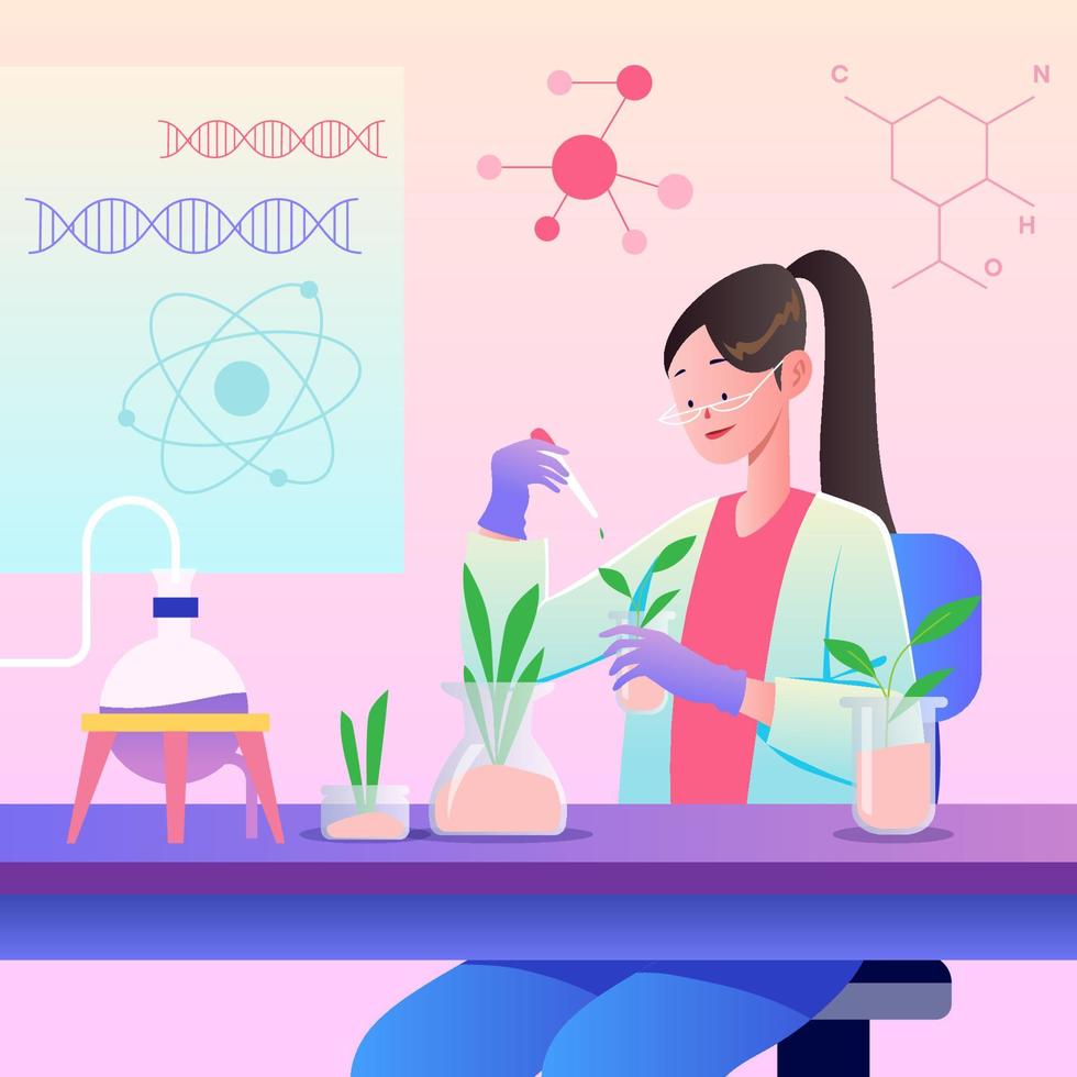 Woman in Science Concept vector