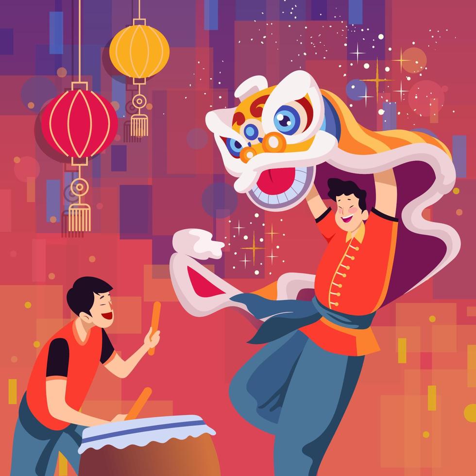 Lion Dance Performance vector