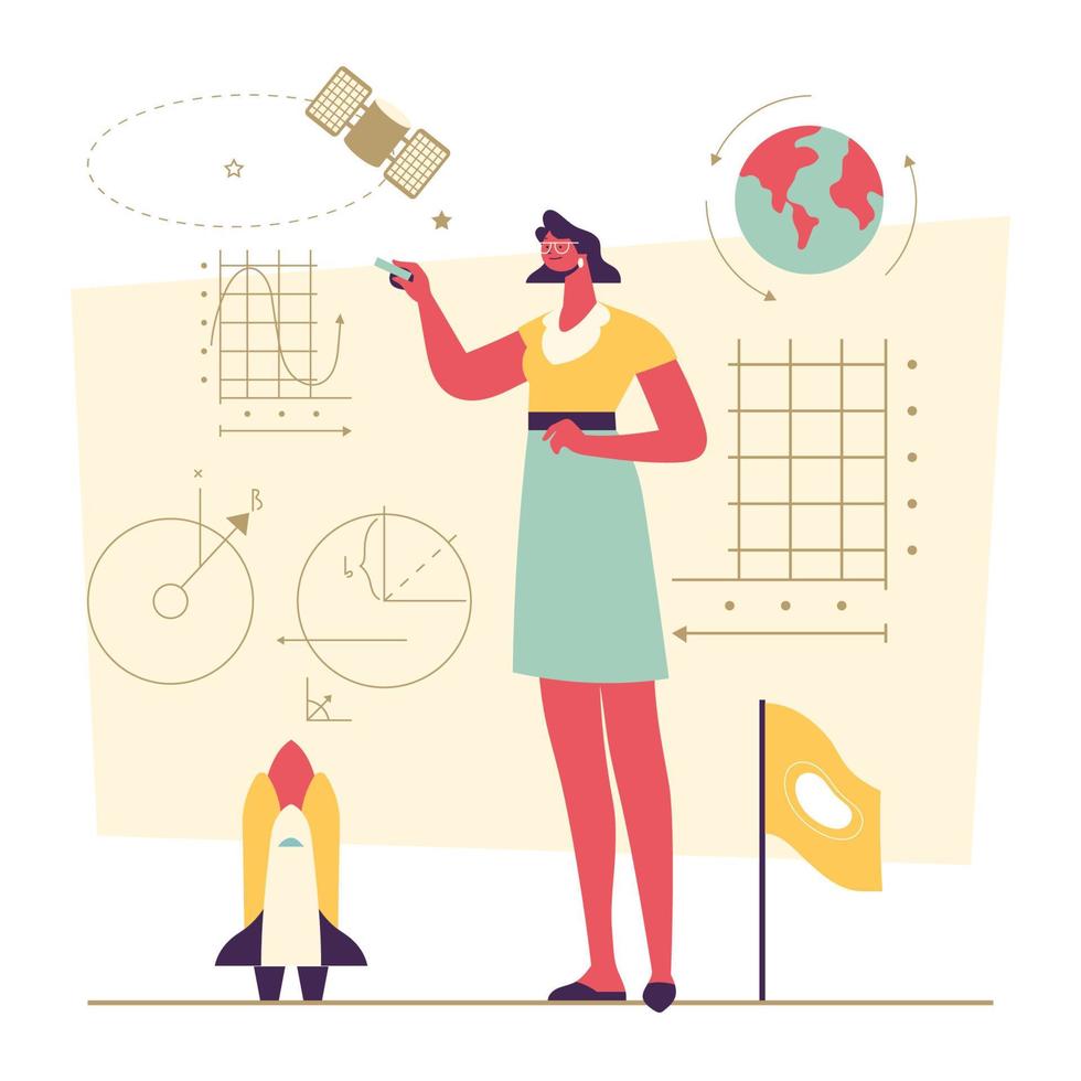 Space Scientist Woman Concept vector