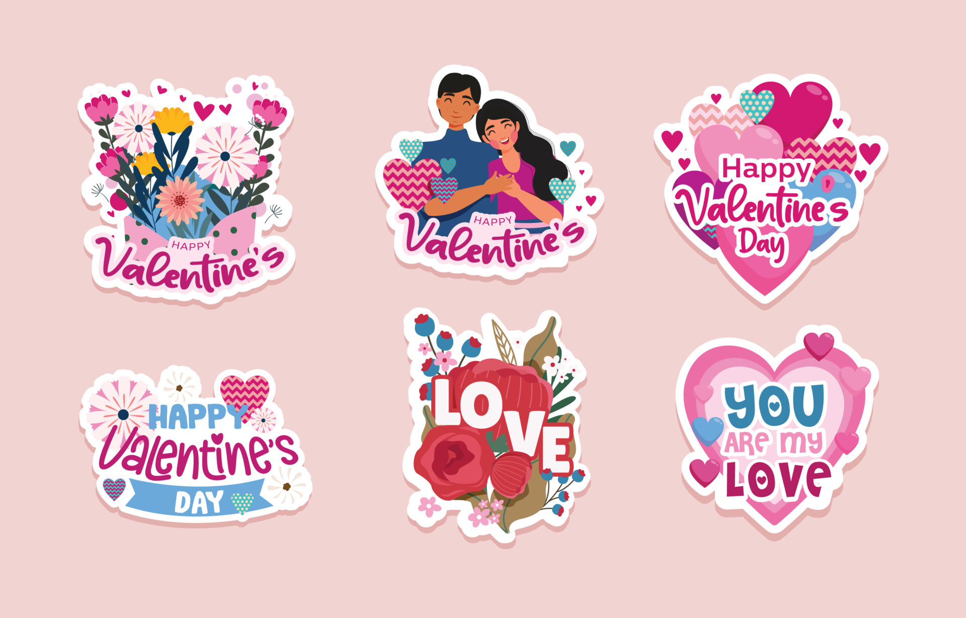 Cute Valentine Sticker 4552886 Vector Art at Vecteezy