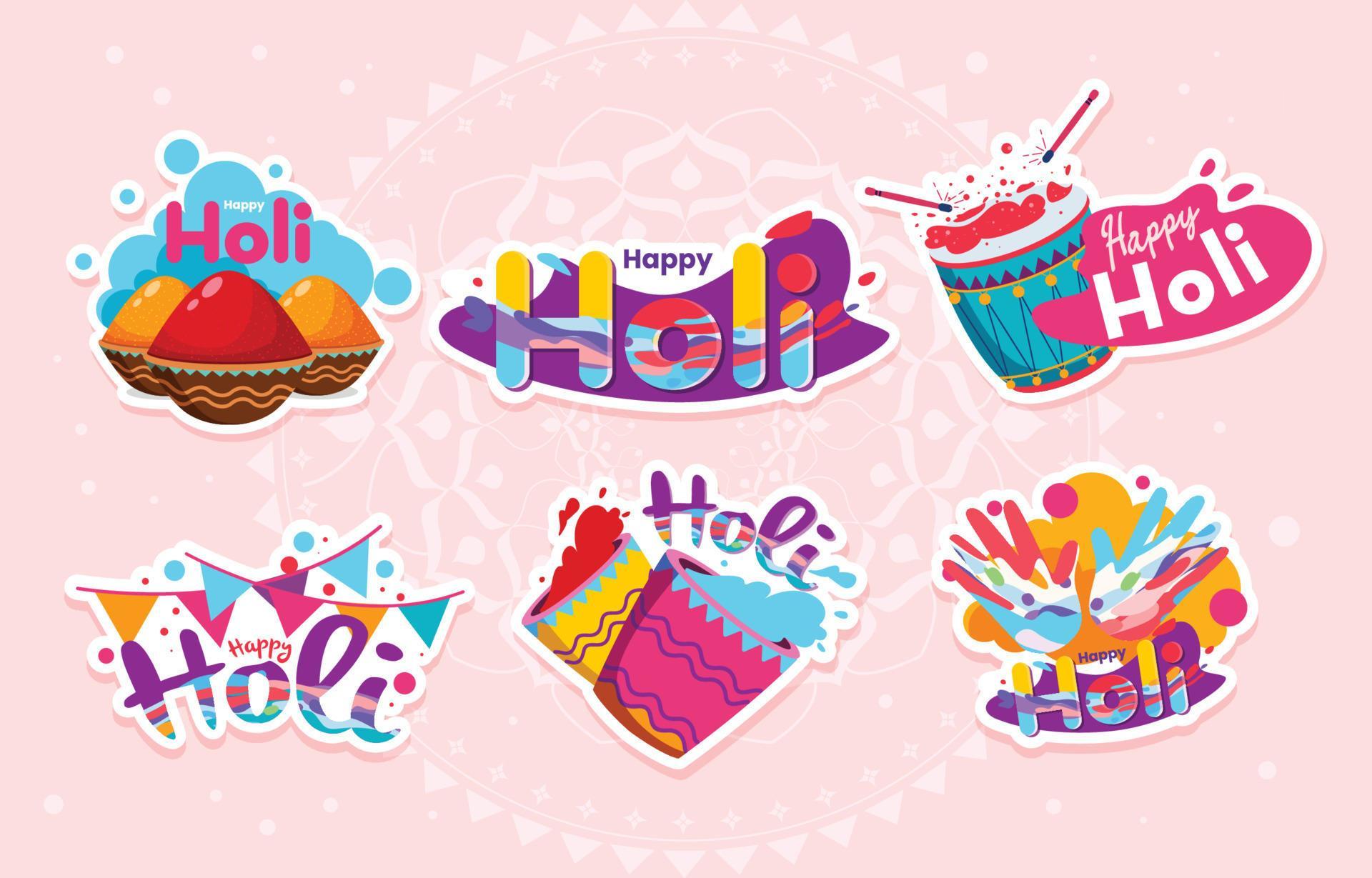 Happy Holi Sticker Template 4552890 Vector Art At Vecteezy