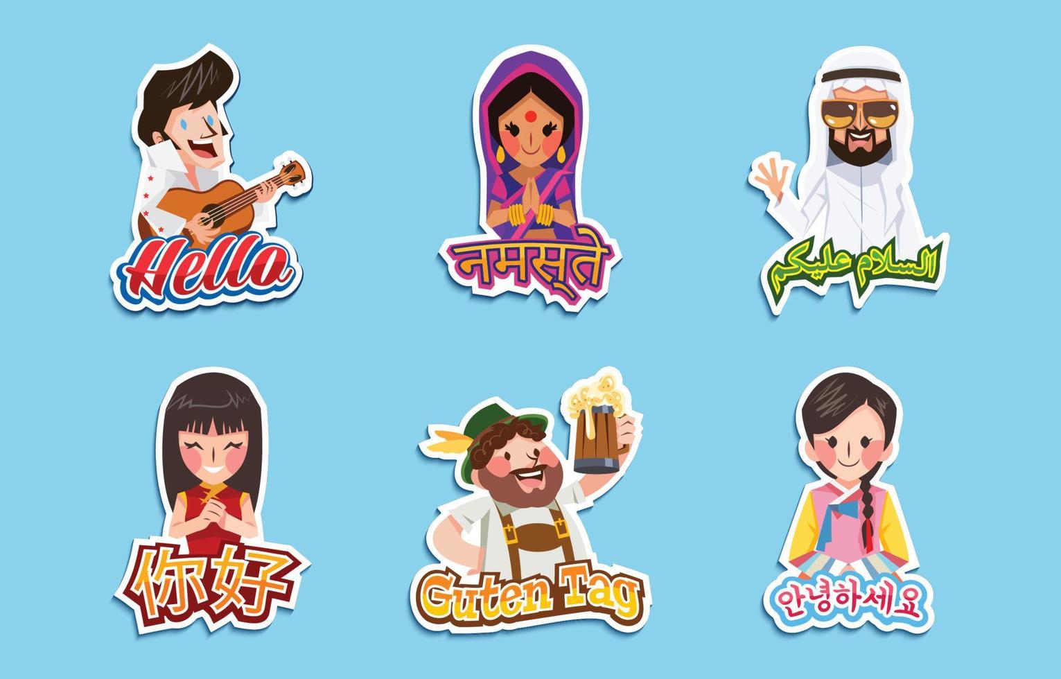 Diversity in Language Stickers vector
