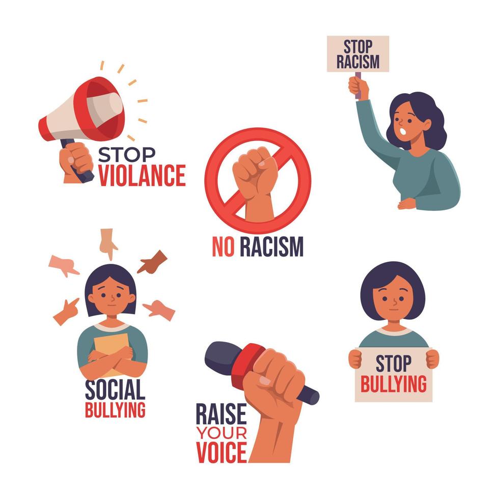 Set of Human Rights Sticker vector