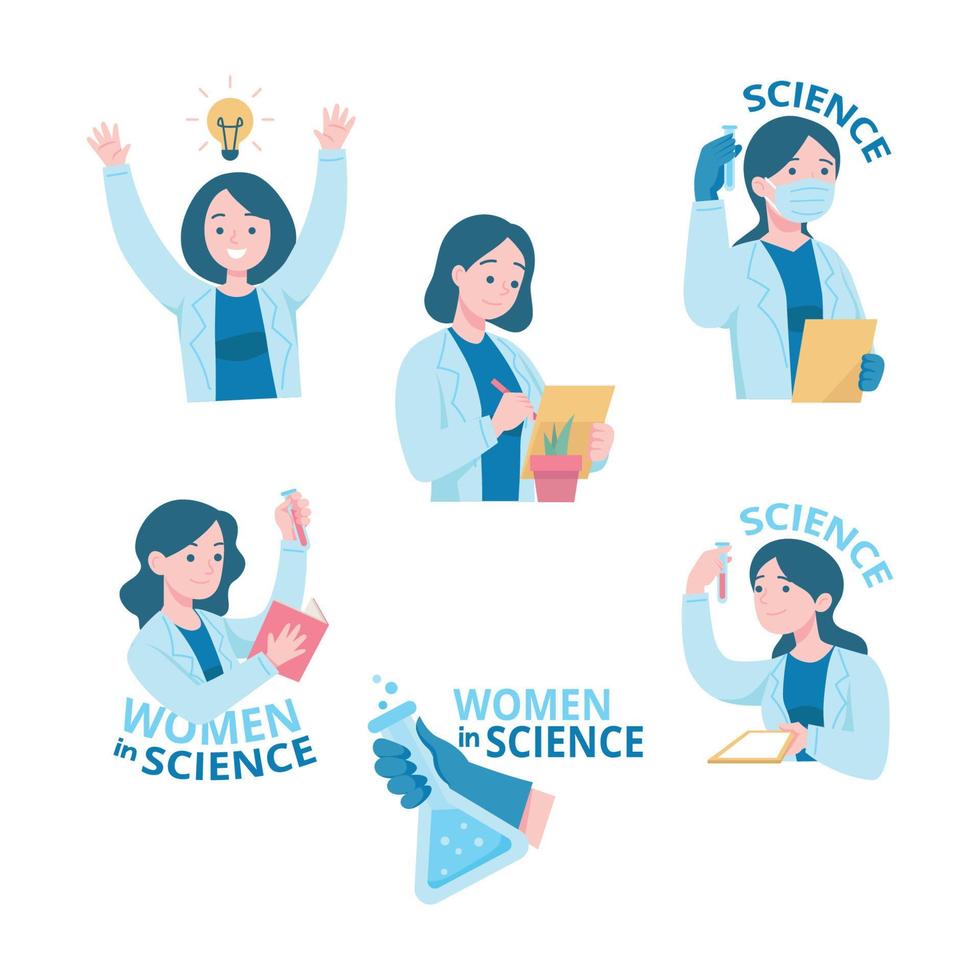 conjunto de mujeres internacionales en la ciencia. vector