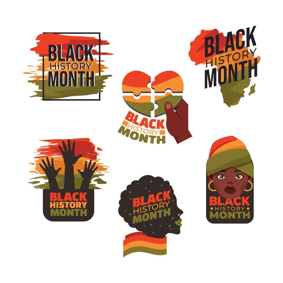 Set of Black History Month Sticker vector