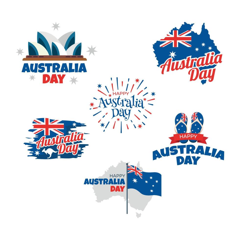 conjunto de pegatina del día de australia vector