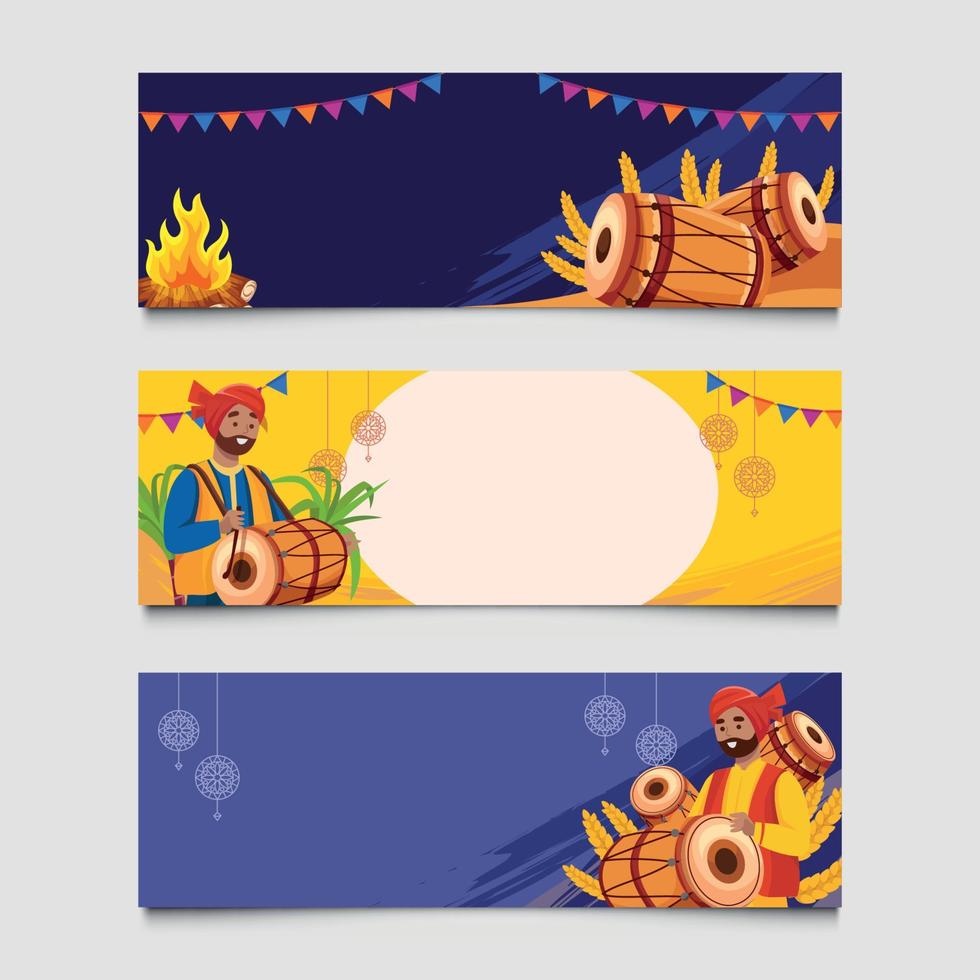 Set of Lohri Festival Banner vector