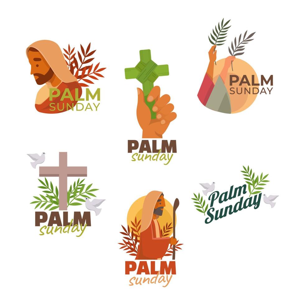 Set of Celebrating Palm Sunday Sticker vector