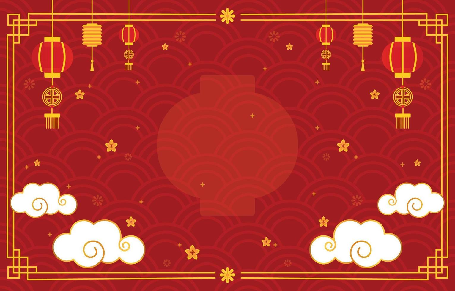 Chinese New Year Background with Lantern Decoration vector