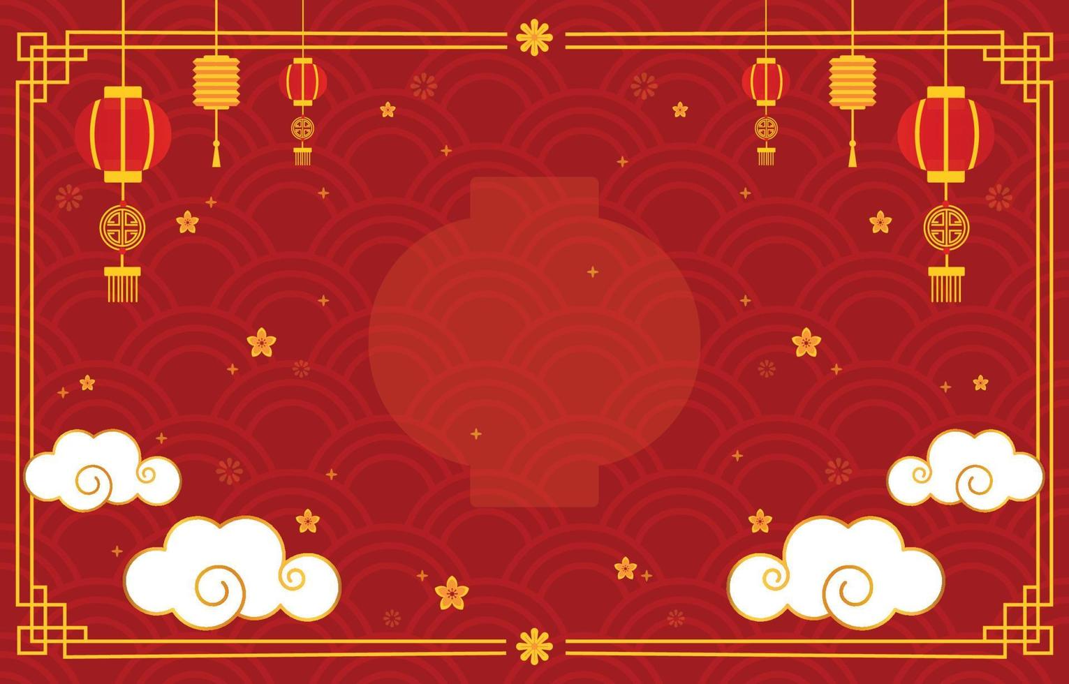 Chinese New Year Background with Lantern Decoration vector