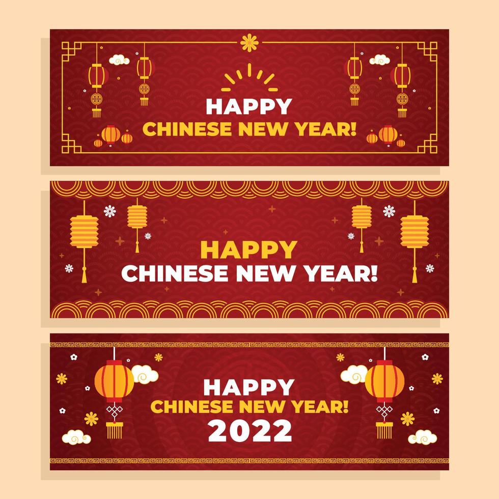 Set of Chinese New Year Banner with Lantern vector