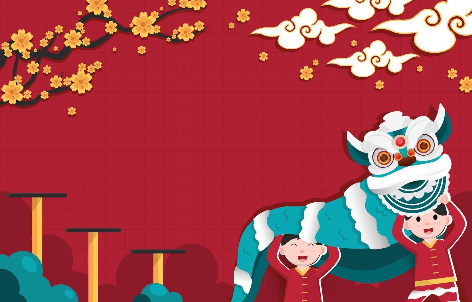 Chinese New Year Barongsai Dance Background vector