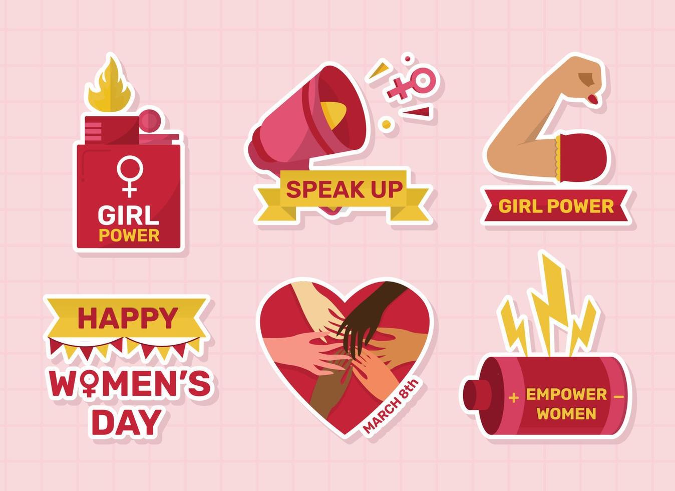 International Womens Day Sticker Pack vector