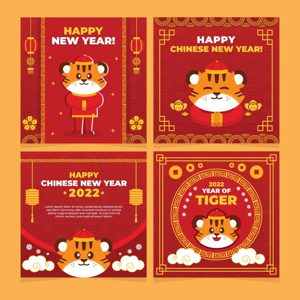 Chinese New Year of Tiger Instagram Post vector