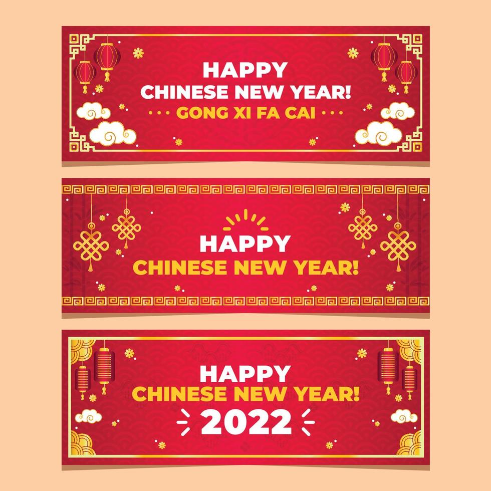 Gradient Chinese New Year Banner Collection vector