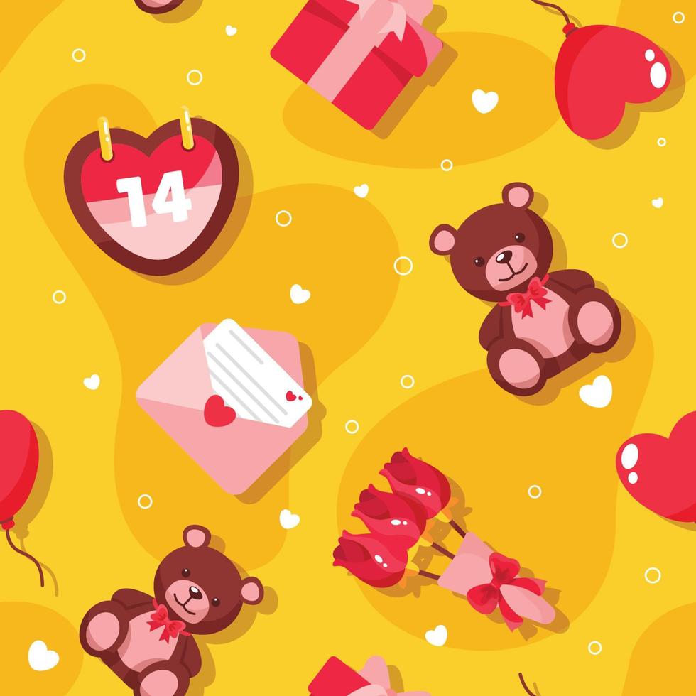 Teddy Bear Valentine Theme Seamless Pattern vector
