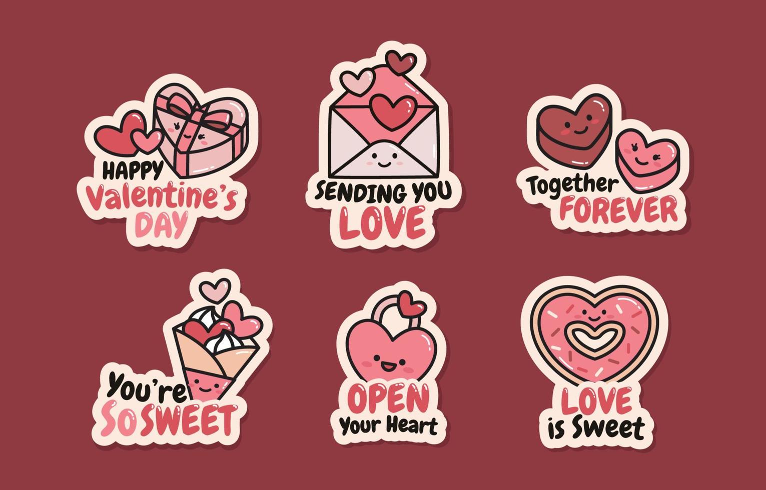 Valentines Day Stickers- Cute Stickers Valentines Day - So Fontsy