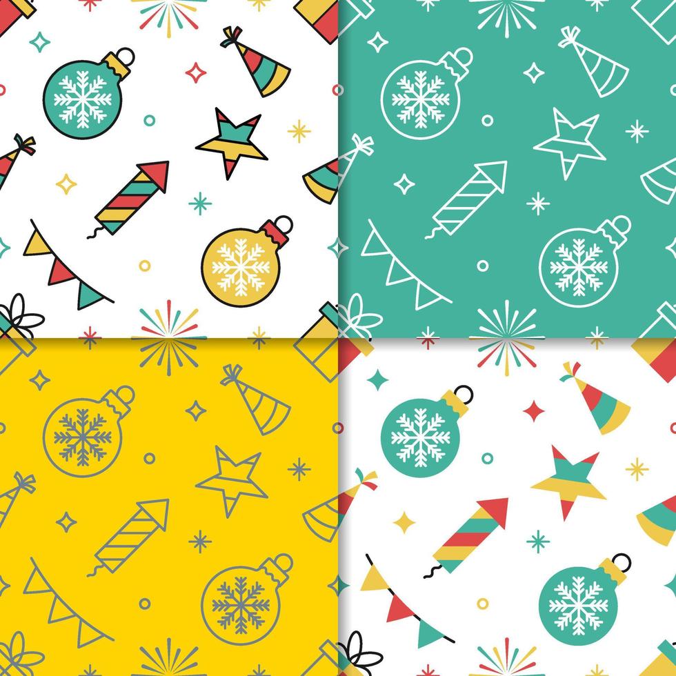 Seamless Pattern of New Year Theme vector Background.