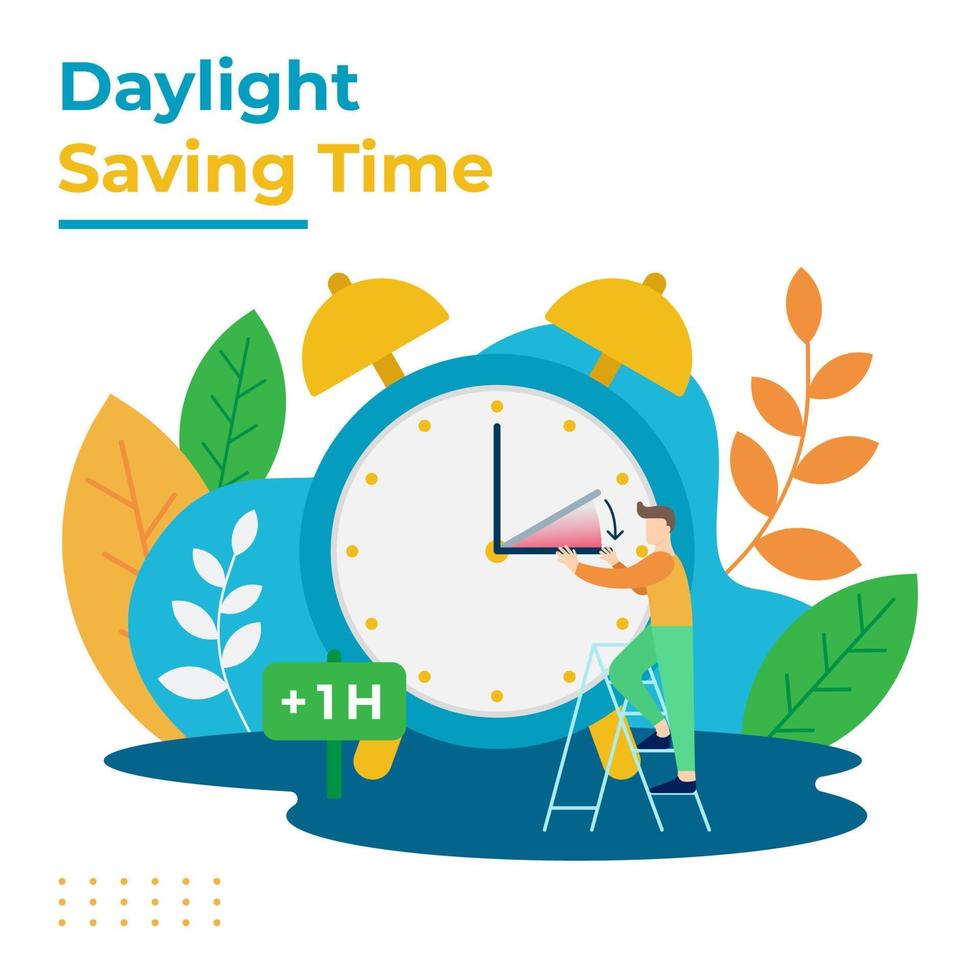 Daylight Saving Time with Flat Design Style Vector Design Illustration