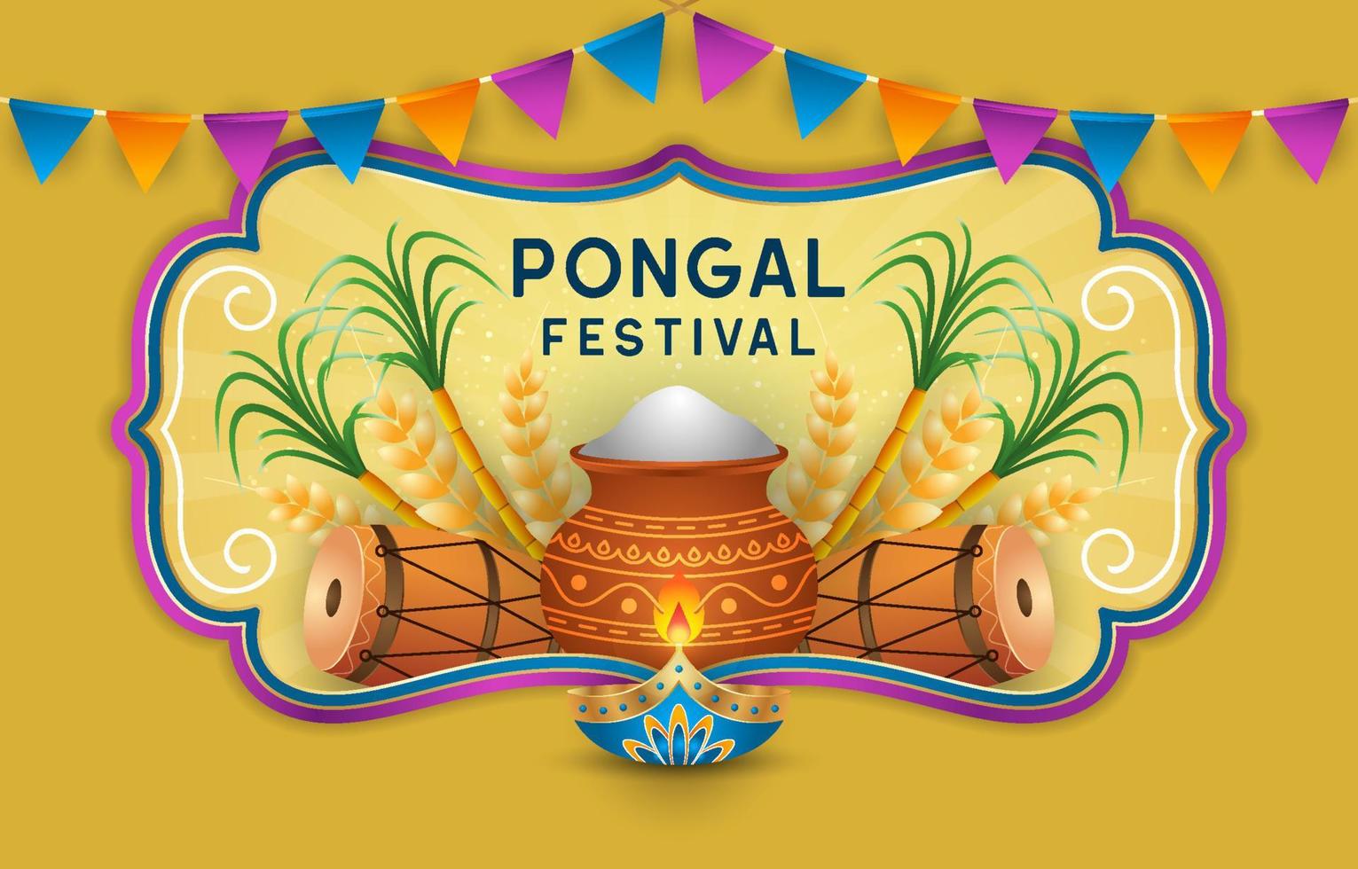 Pongal Festival Celebration Vector Design Illustration