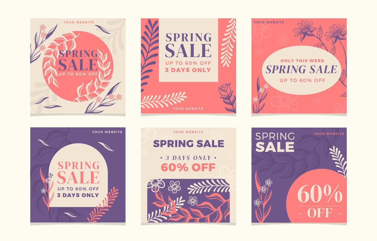 Handrawn Flower Spring Sale Instagram Posts vector
