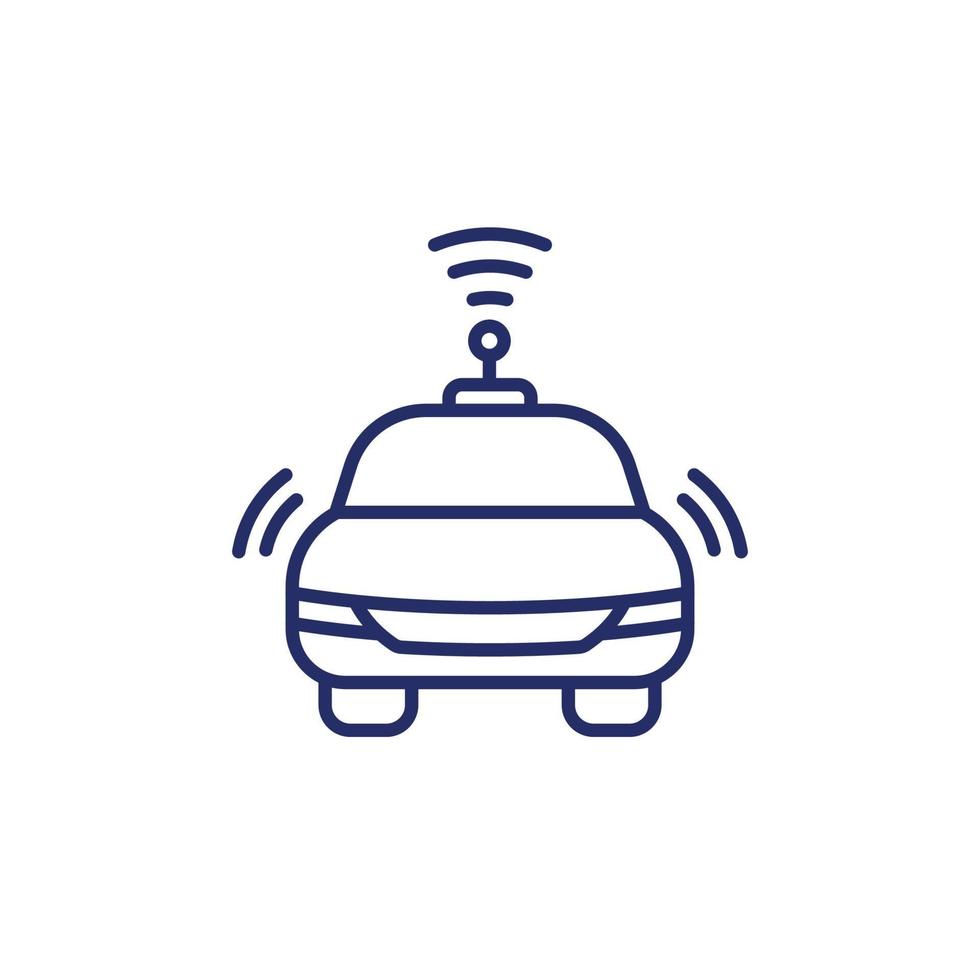 autonomous car line icon on white vector