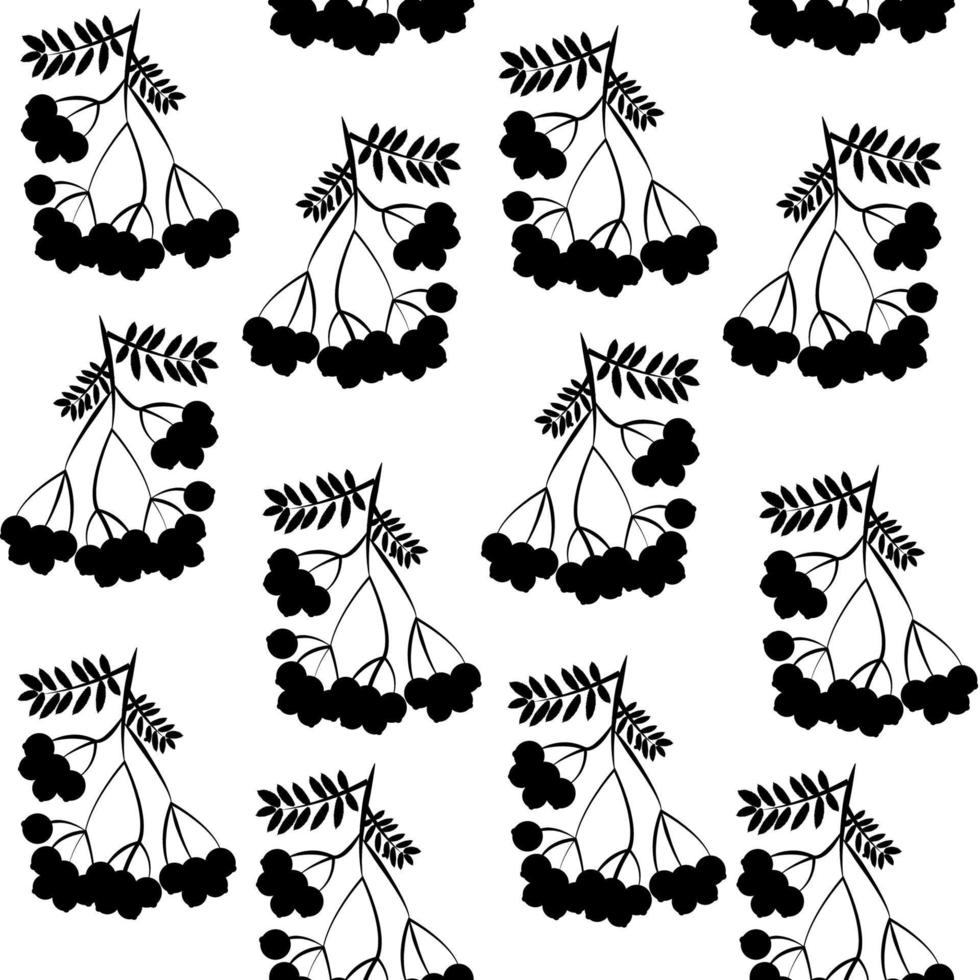Seamless pattern background with rowanberrys and leafs vector