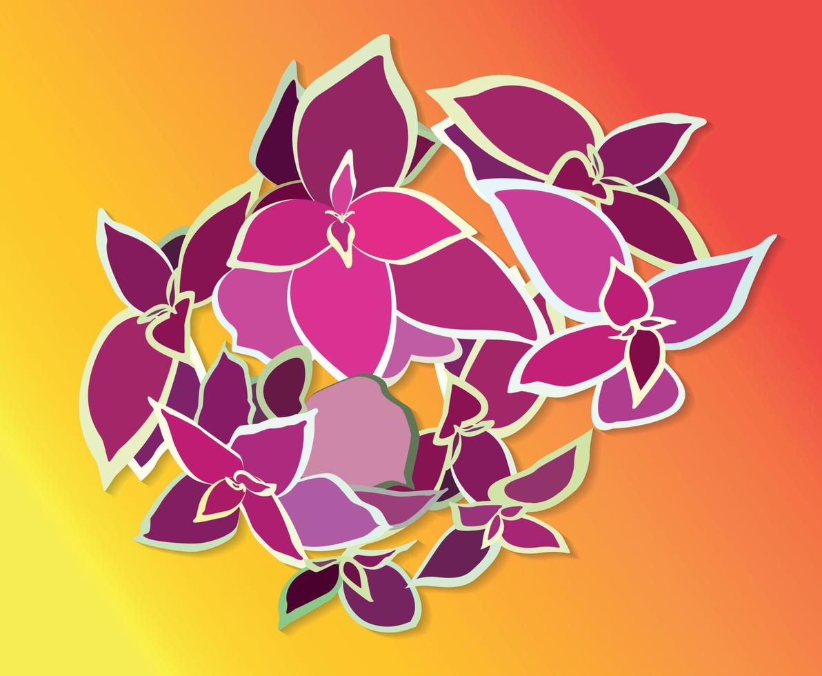 ramo hermosa flor rosa. ilustración vectorial. vector