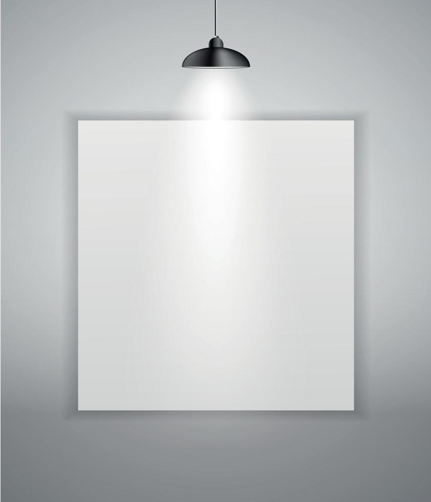 Abstract Gallery Background with Lighting Lamp and Frame. Empty Space for Your Text or Object vector