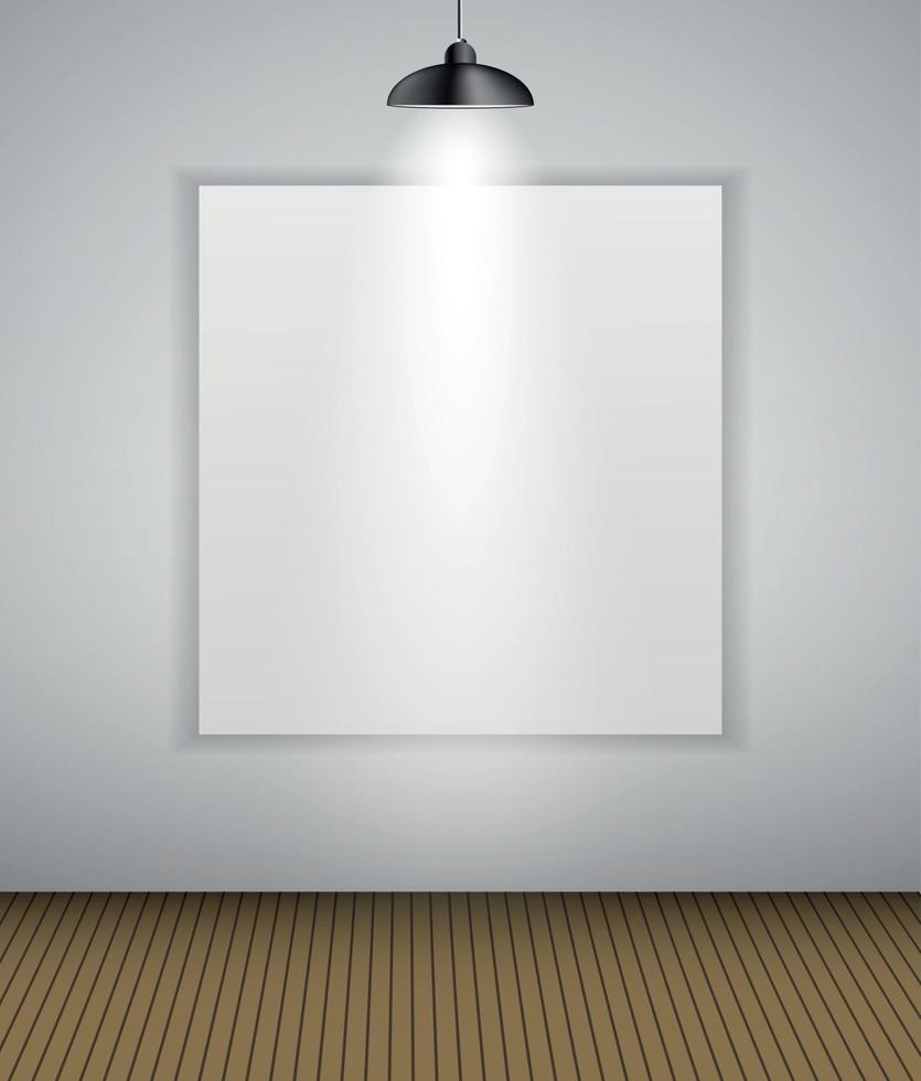 Abstract Gallery Background with Lighting Lamp and Frame. Empty Space for Your Text or Object vector