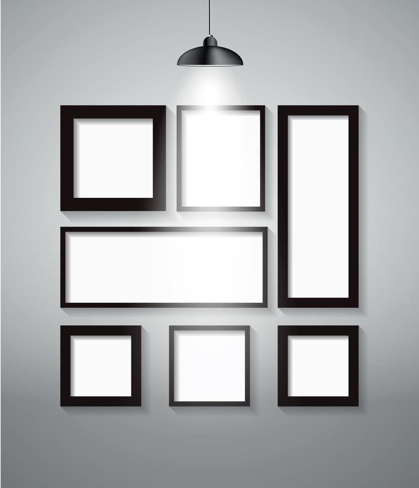 Abstract Gallery Background with Lighting Lamp and Frame. Empty Space for Your Text or Object vector