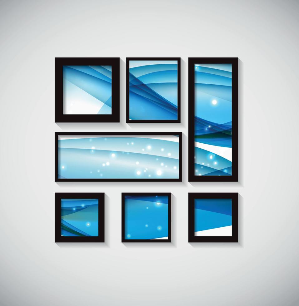 Abstract Gallery Background with Frame and Beautiful Wave. Vector Illustration