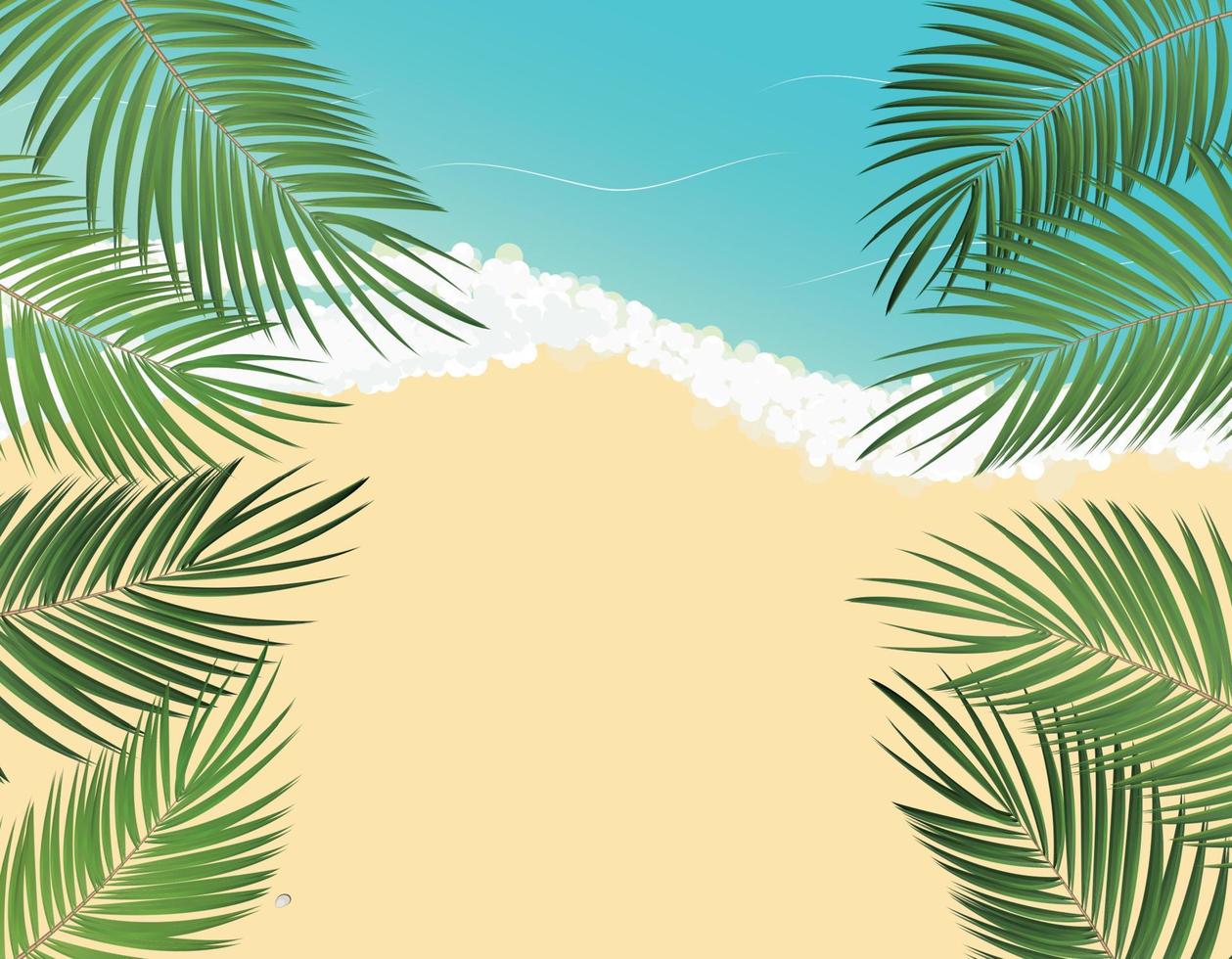 Ilustración de fondo de vector de playa de hoja de palma de horario de verano