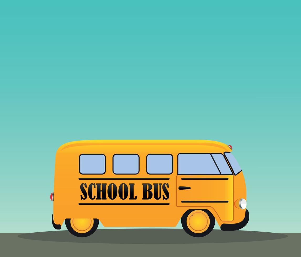 School Bus in Road. Back to School Concept Background vector