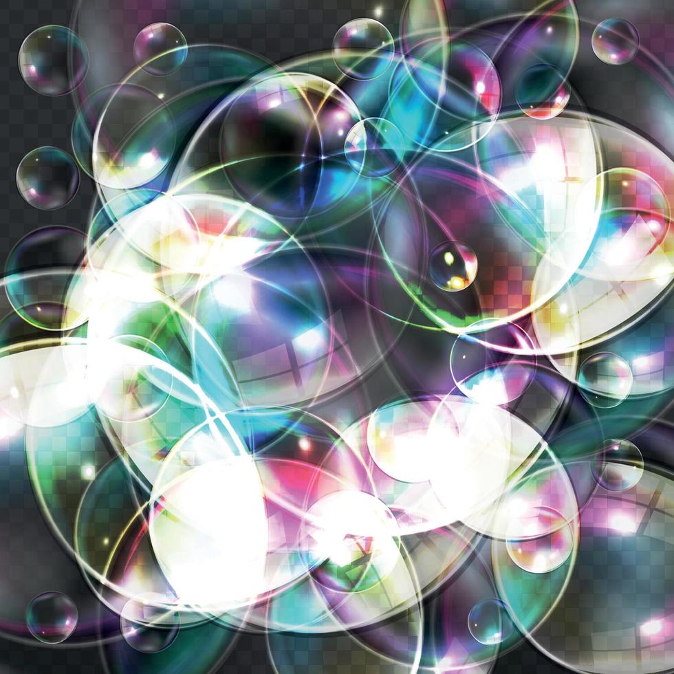 Transparent Bubbles on Dark Background. Vector Illustration