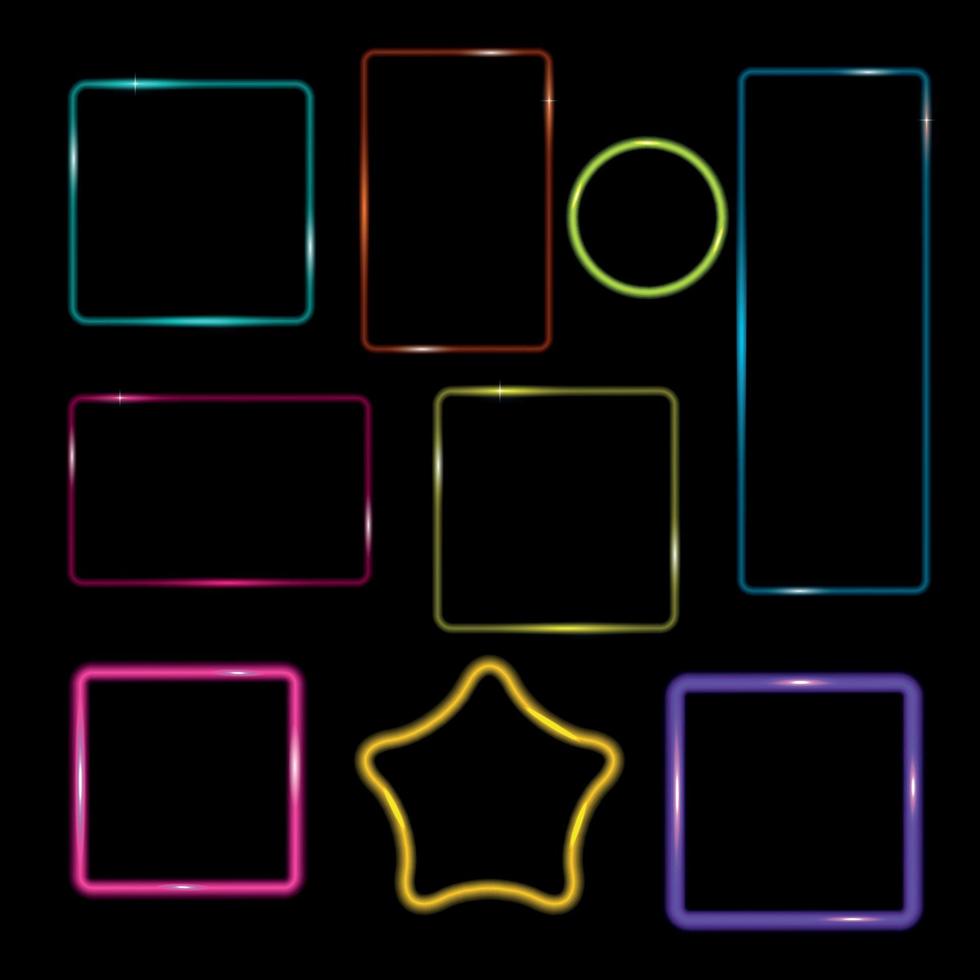 Neon Frame,  Buttons on Checkered  Abstract Transparent Background. Vector Illustration