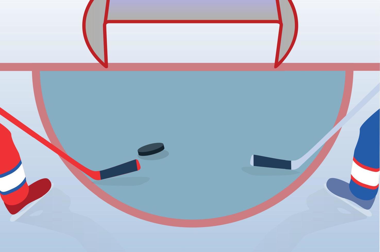 jugador de hockey sobre hielo con palo y disco. ilustración vectorial. vector