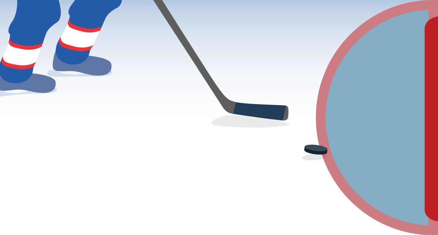 jugador de hockey sobre hielo con palo y disco. ilustración vectorial. vector