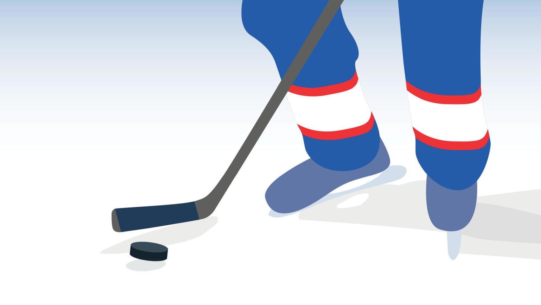 jugador de hockey sobre hielo con palo y disco. ilustración vectorial. vector