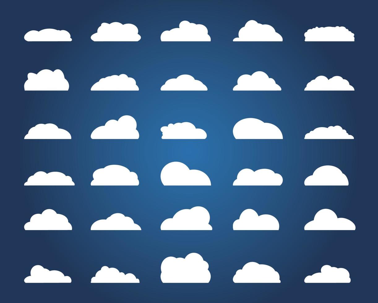 conjunto de nubes diferentes. ilustración vectorial vector
