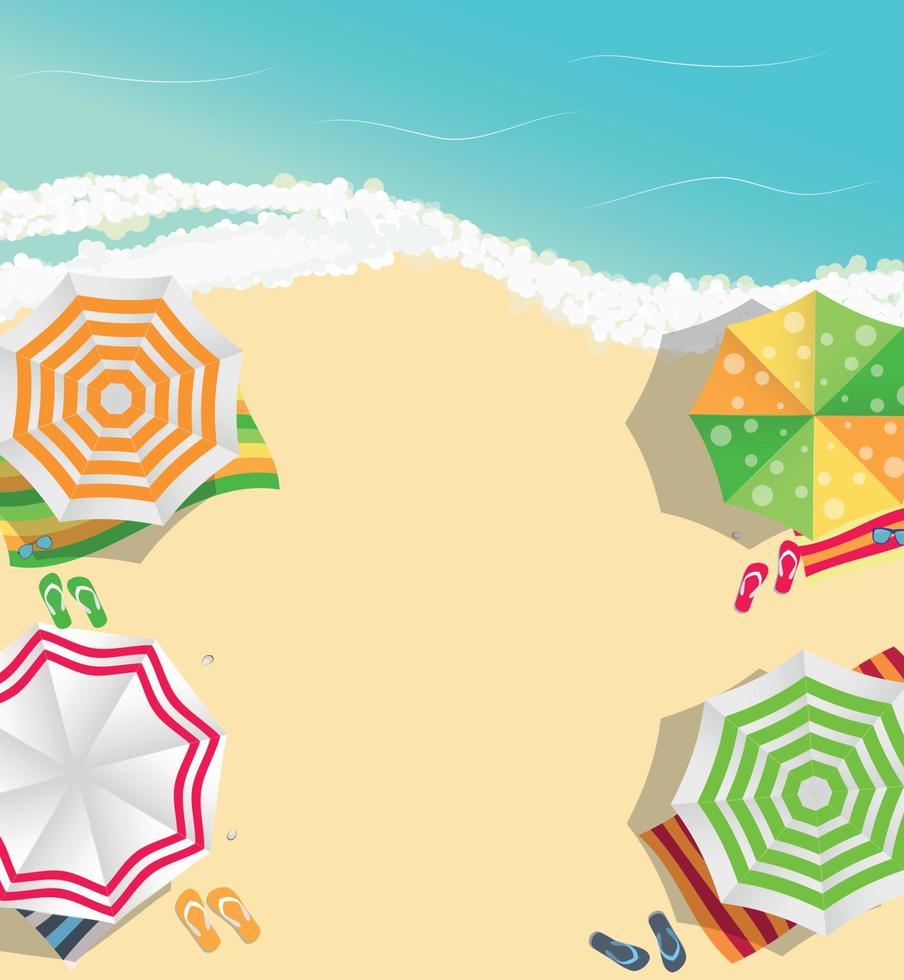Summer Time Background. Sunny Beach in Flat Design Style Vector Illustration